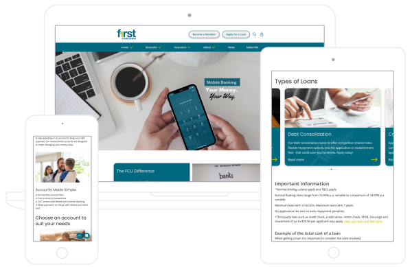 Screenshot of FCU website on different devices